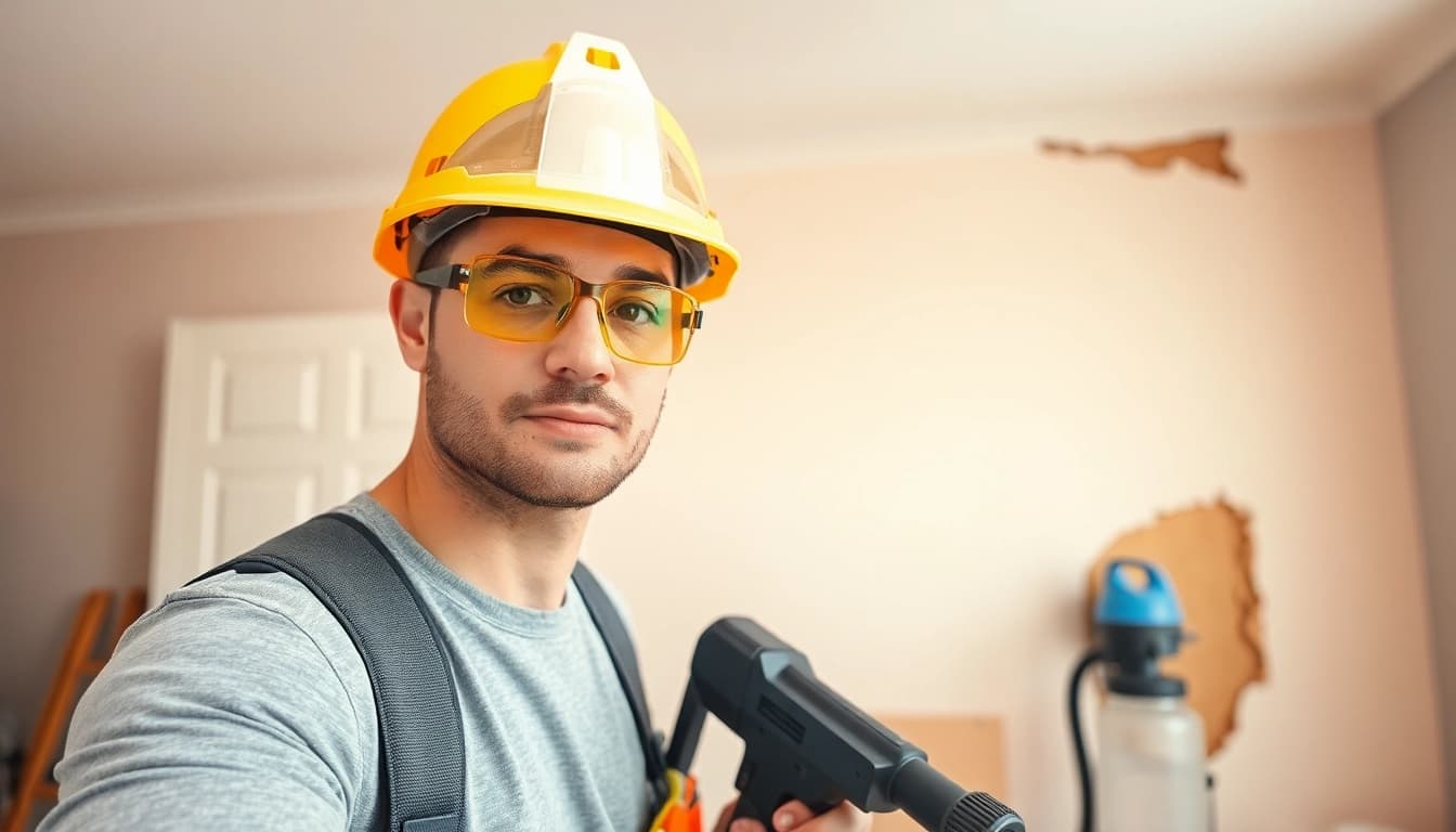 Removing spray foam insulation near Worthing by a professional technician ensuring clean walls.