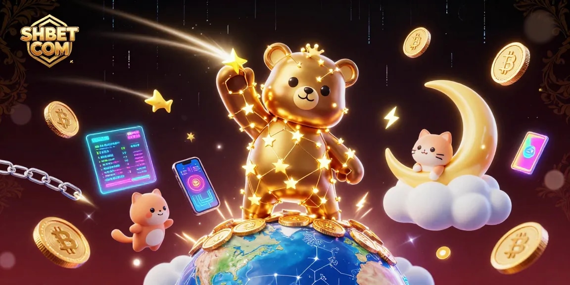 Engage with SHBET COM's vibrant gaming universe, filled with stars, coins, and crypto treasures!