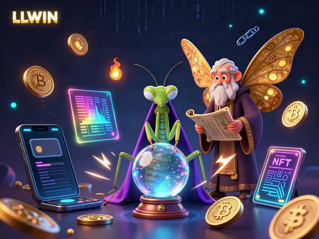 LLWIN offers a vibrant casino experience through a mystical scene of fortune-telling with crypto elements.