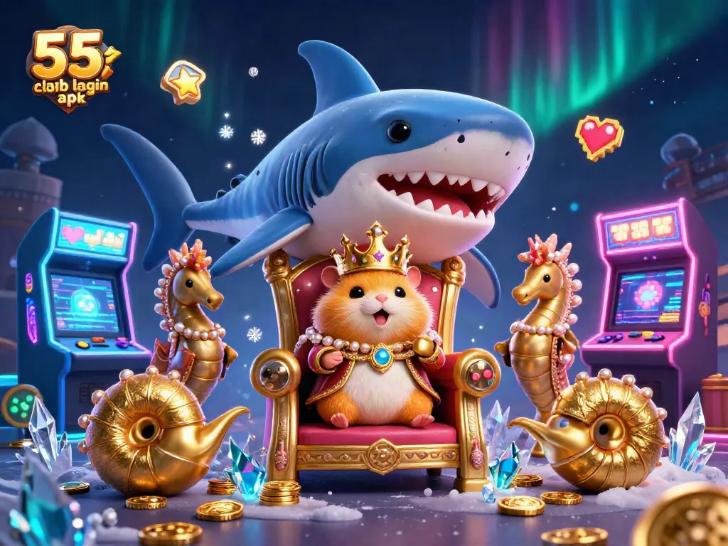 Join thrilling gaming adventures in 55 club login apk with vibrant 3D arcade elements and royal characters.