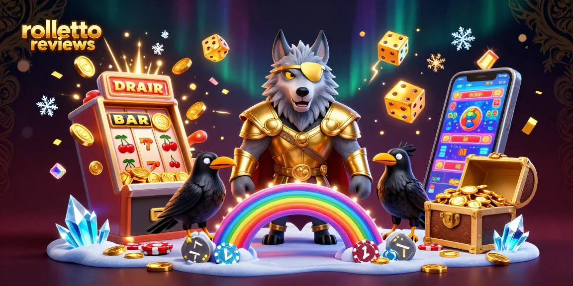 Engage with rolletto reviews through an exciting scene of gaming adventures featuring fantasy characters and dynamic casino elements.