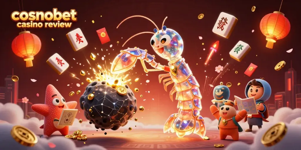 Engage with thrilling gameplay in our cosmobet casino review featuring 3D art of galactic characters.