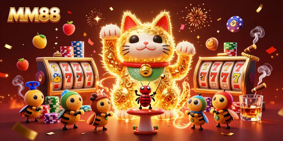 Experience the thrill of MM88 with golden fireflies and casino symbols lighting up your fortune!