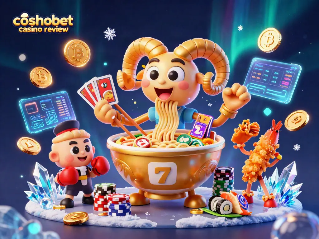 Cosmobet casino review showcasing an energetic scene of gaming excitement, featuring characters and casino elements.