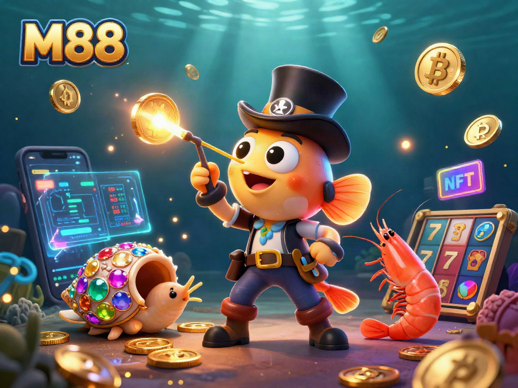 Play M88 while exploring shining coins with a deep-sea adventure scene of colorful characters.
