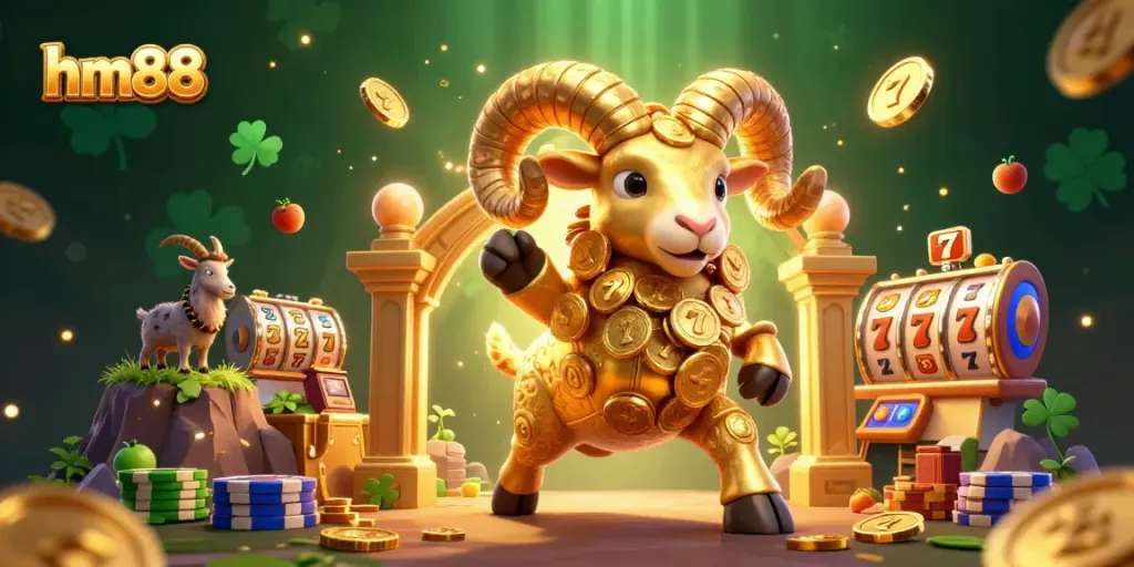 Experience thrilling gaming action with the dynamic hm88 online casino featuring golden ram and slot elements.
