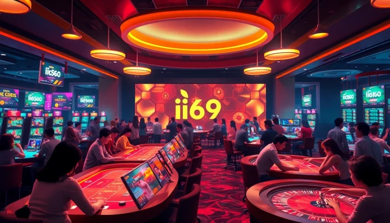 Experience the excitement at https://ii69vn.com/ with vibrant online casino scenes featuring lively gaming tables.