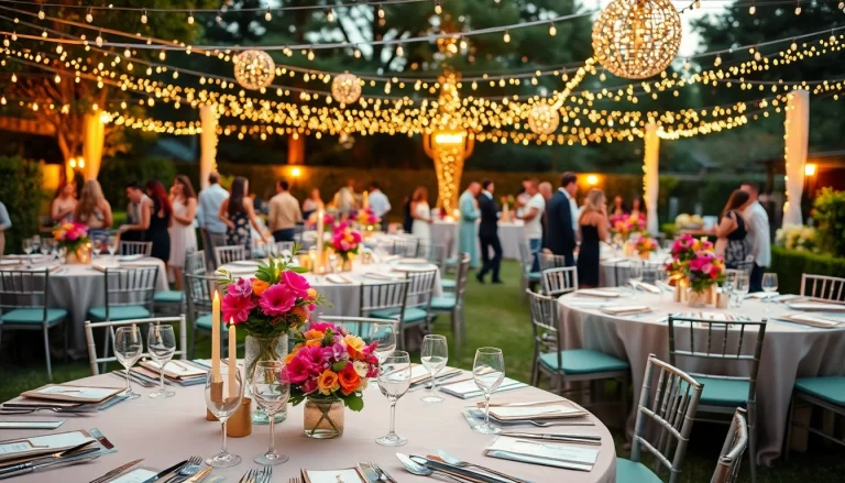Experience a stunning outdoor garden party organized by event companies Birmingham, featuring elegant table setups and gorgeous decor.