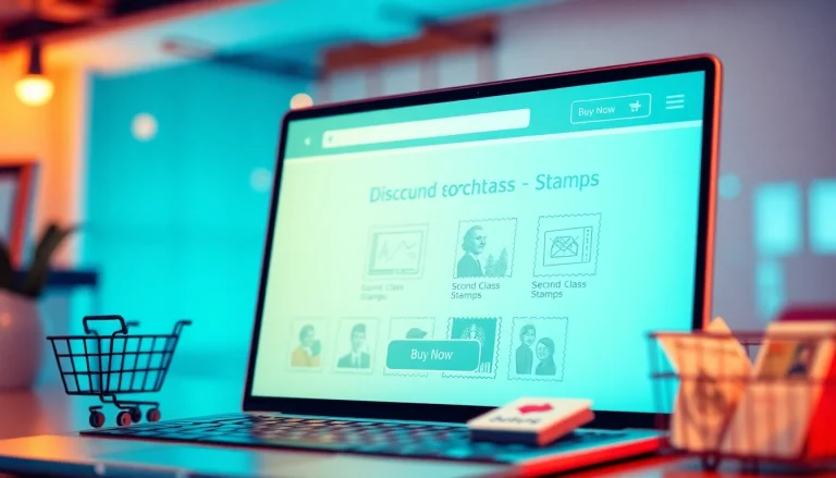 Shop for discounted second class stamps online with a user-friendly interface showcasing various designs.