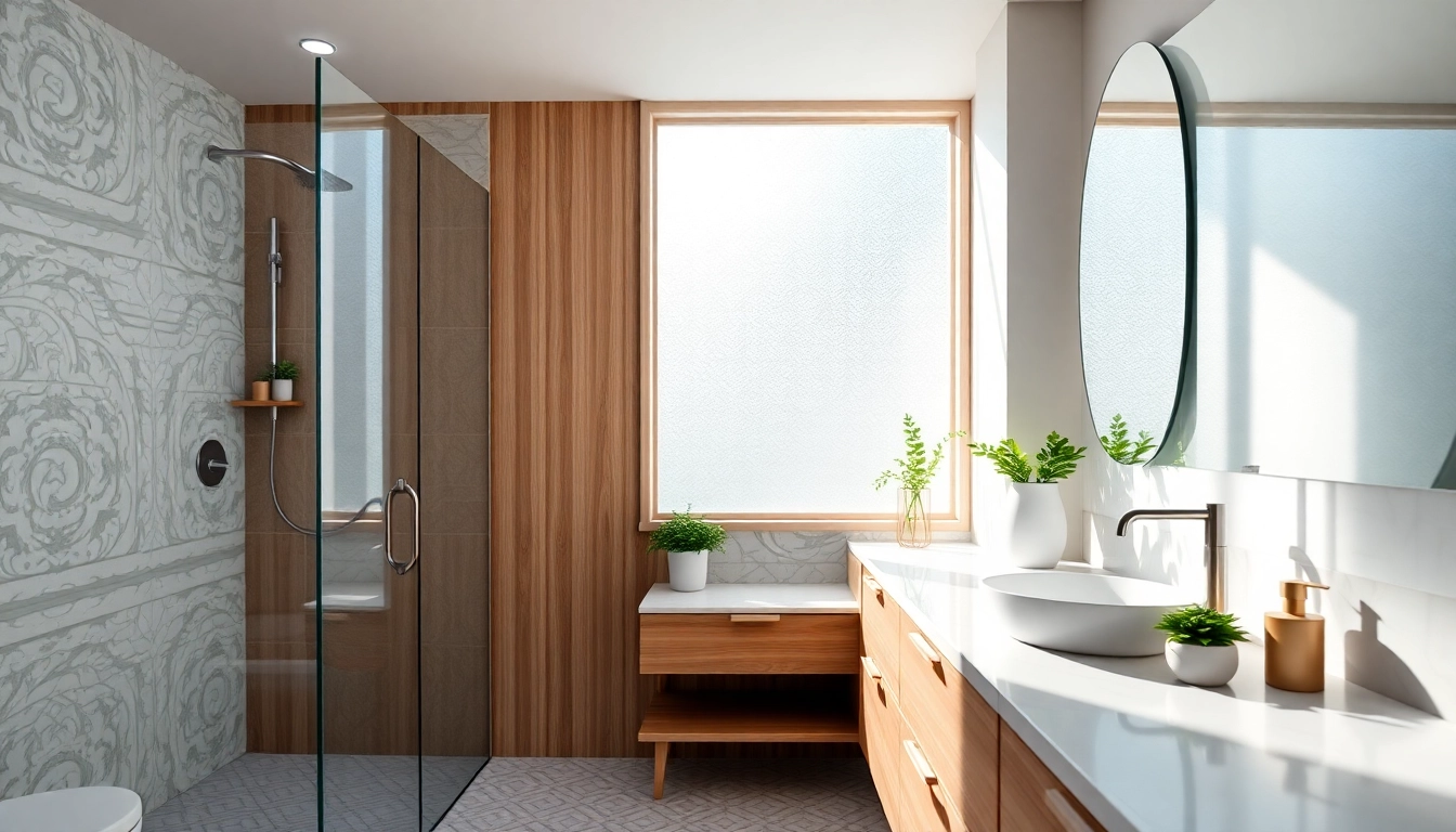 Professional bathroom remodeling contractor showcasing a luxurious modern bathroom with elegant accessories.