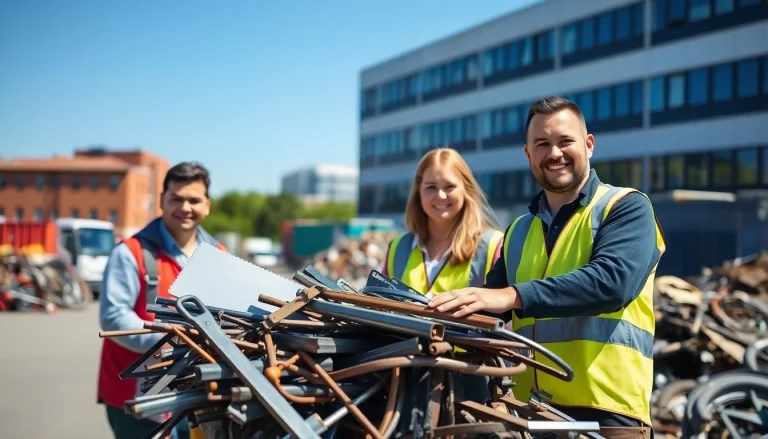 Efficient Schrotthändler Wuppertal team collecting various scrap materials safely.