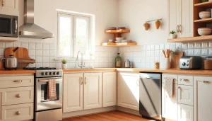 Discover бяла техника options with stylish retro ovens and modern dishwashers in a cozy kitchen.