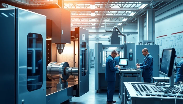 Precision machining Malaysia at a high-tech facility with advanced CNC machines and skilled engineers working.