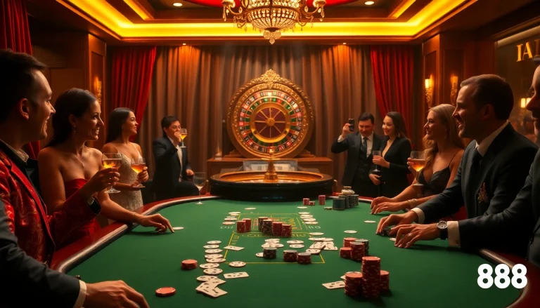 Players enjoy thrilling poker action at Hello88's luxury casino tables.