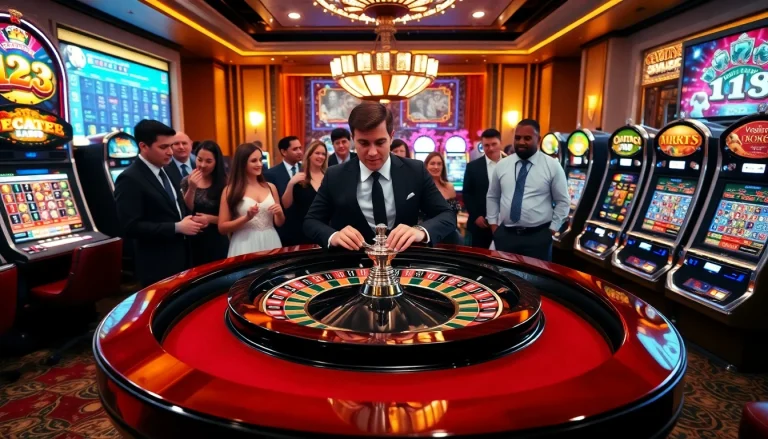 Experience the thrilling atmosphere of rr88 com with players enjoying a high-stakes roulette game.