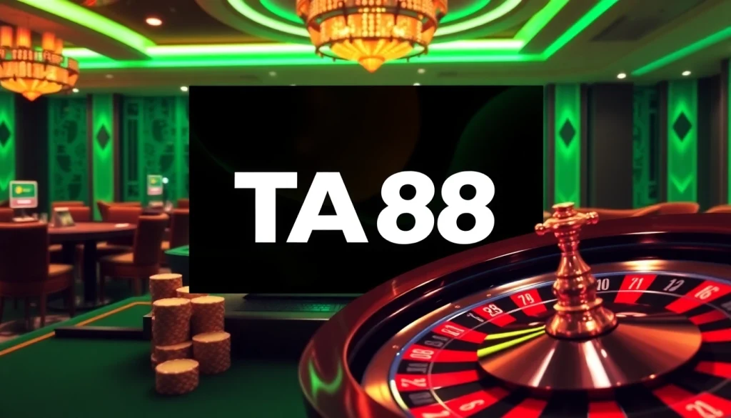 Experience thrilling online gambling at TA88 with a stunning casino interface showcasing games and excitement.