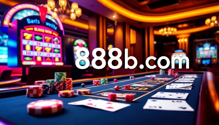 Experience winning at 888b. com with luxurious gaming elements like cards, chips, and a digital casino interface.