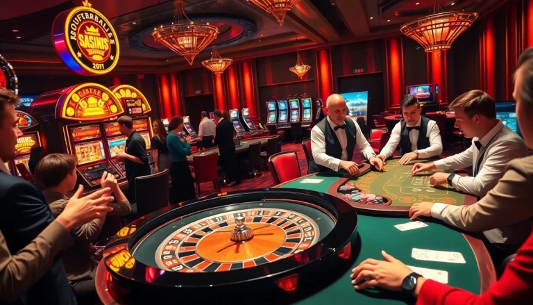 Exciting gameplay at the luxurious 52WIN casino, featuring poker chips and a roulette table.