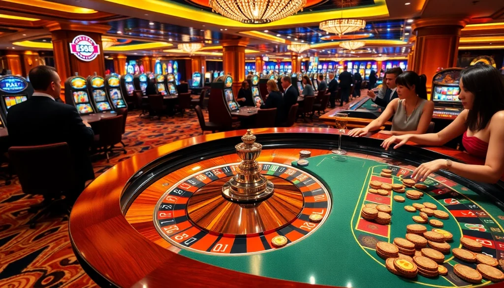 Experience the thrill of bet 88 at a luxurious casino, with vibrant roulette and excited players.
