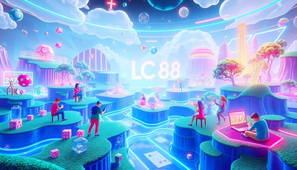 Dynamic digital landscape showcasing LC88 Land's innovative gaming community