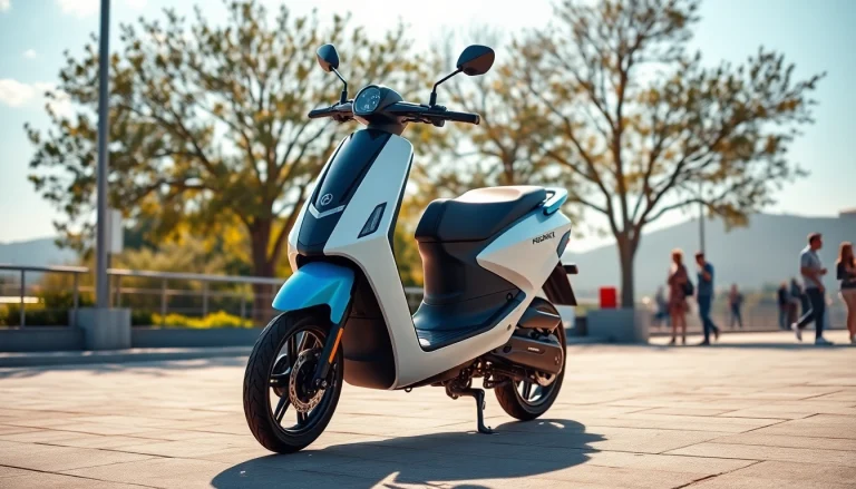 Découvrez le scooter électrique Motocompacto, innovant de Motopaco, dans un environnement urbain animé et des couleurs vives.