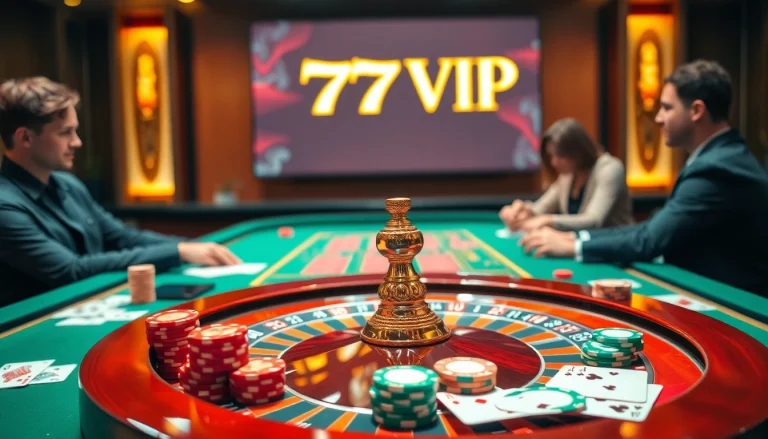 Experience the excitement of 777VIP with vibrant casino tables and thrilling gameplay elements.