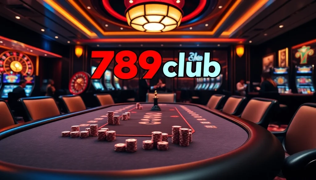 Players enjoying high-stakes games at 789club's luxurious online casino, showcasing excitement and professionalism.