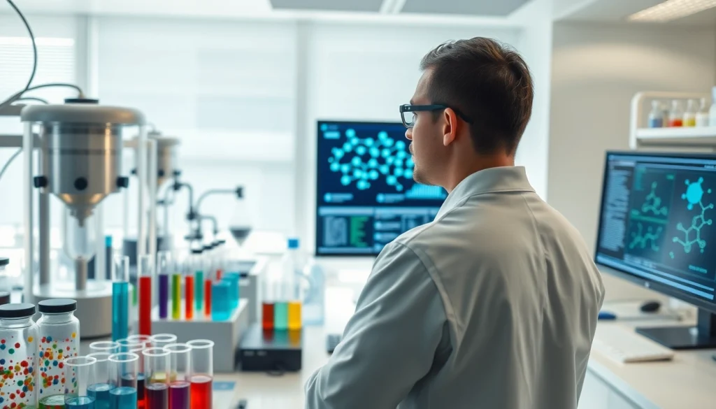 Peptide research laboratory at utherpeptide.com highlighting advanced scientific analysis and innovative technology.