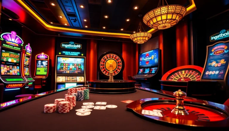 Experience the excitement of ingatbola88 with a vibrant online casino showcasing poker, slots, and roulette.