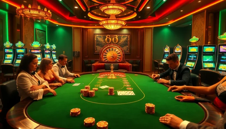 Engage in a high-stakes game at https://kjcmh.com/ with vibrant poker chips and excitement.