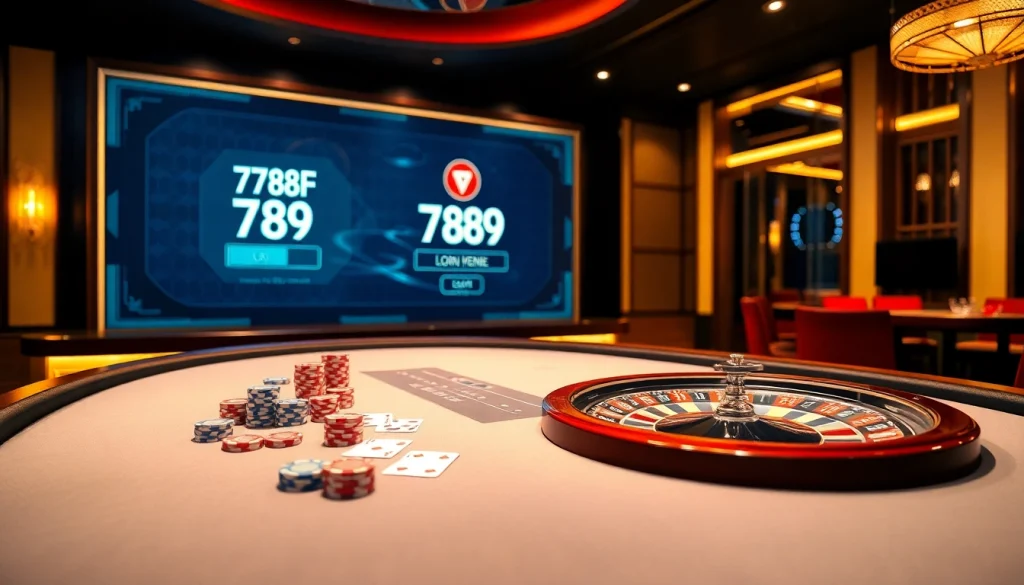 Enjoy an exciting gaming experience with the đăng nhập 789F interface displayed on a lavish casino table.