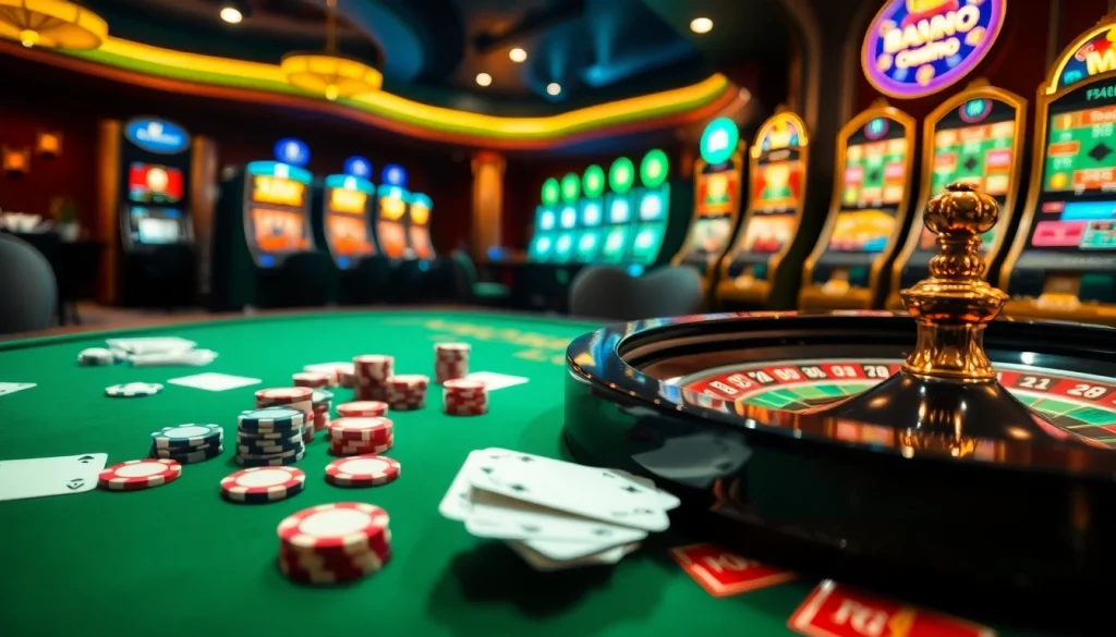 A thrilling casino experience showcasing poker chips and cards with the essence of mb 88 excitement.