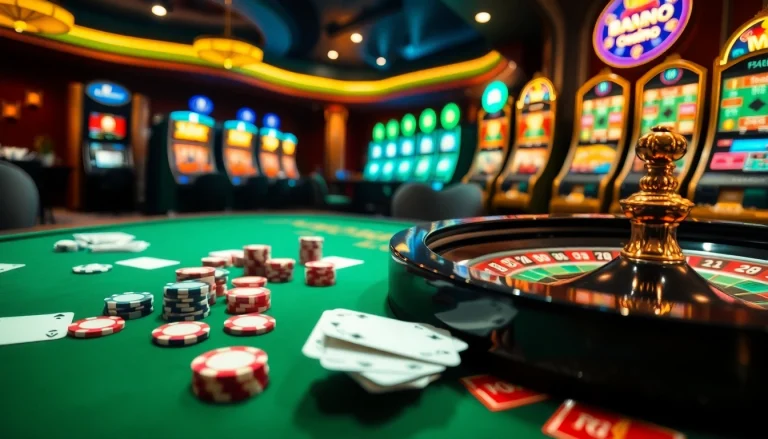 A thrilling casino experience showcasing poker chips and cards with the essence of mb 88 excitement.