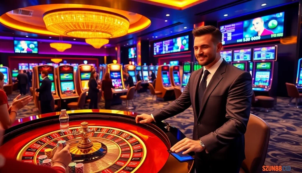 Exciting gambling action at https://keobongda88.co/ with players at a roulette table and high stakes.