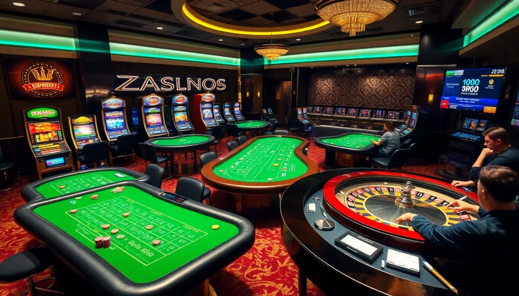 Gamble excitingly in a bustling casino scene, showcasing https://rr88.bar/ with vibrant tables and engaging players.