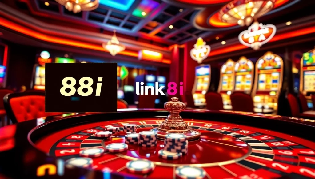 Exciting gameplay scene at a casino with link 88i and vibrant roulette table