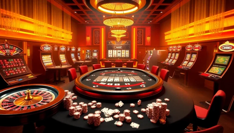 Engaging casino scene highlighting the energetic 88i game experience with poker, roulette, and slot machines.