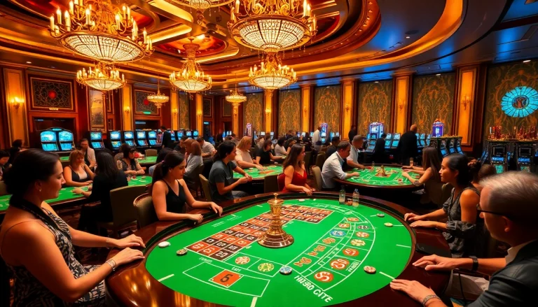 Players enjoying thrilling roulette action at https://hm88.blue/ casino, surrounded by luxury and excitement.