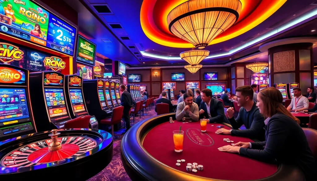 Exciting casino gaming experience at mb66.nyc with vibrant slot machines and roulette.