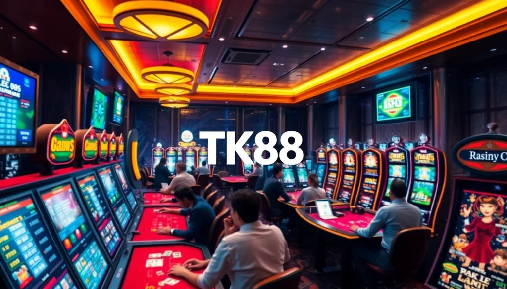 Experience excitement at tk88win.live, an online casino showcasing diverse games in a vibrant setting.