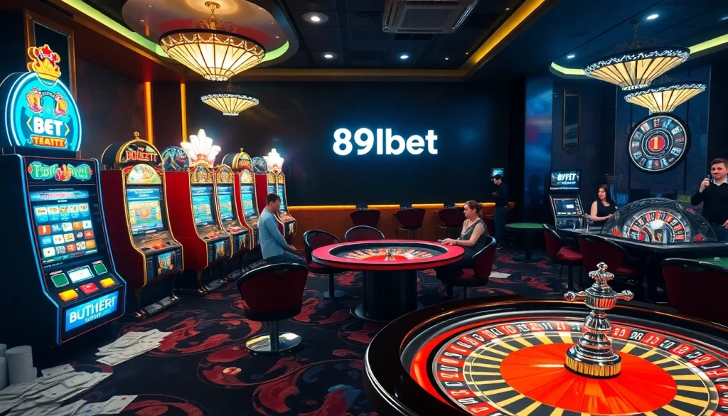 Experience the excitement of 89bet at a luxurious casino with vibrant games and engaging players.