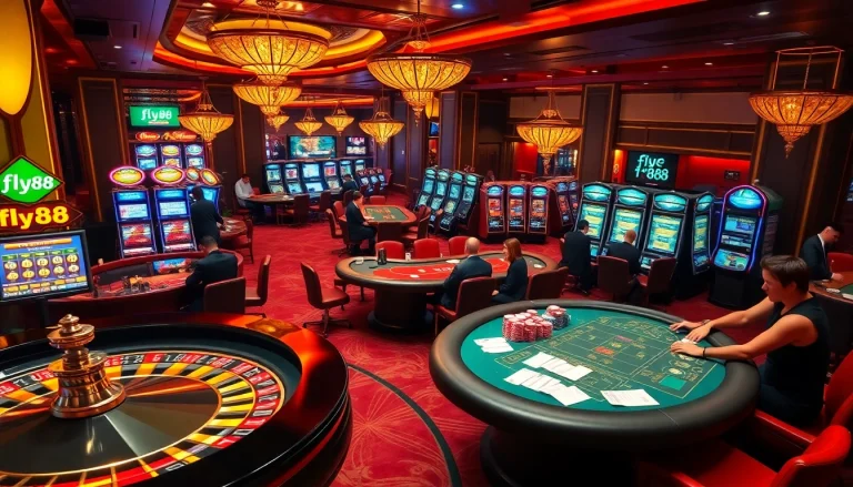 Experience the excitement of fly88 with vibrant casino tables and engaging games.
