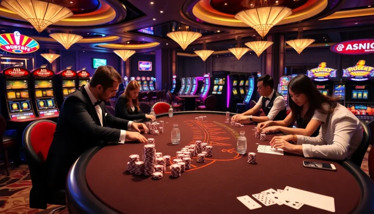 AU88 casino players enjoying exciting poker action at a luxurious gaming table.