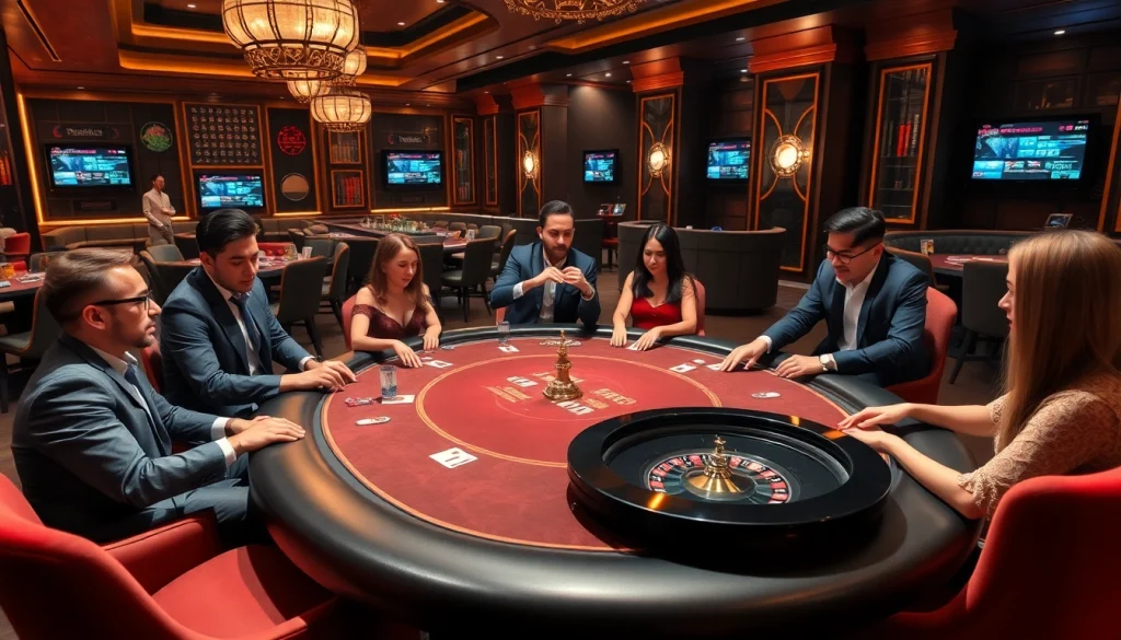 Engaged players at the MM88 casino table experiencing high-stakes poker excitement.