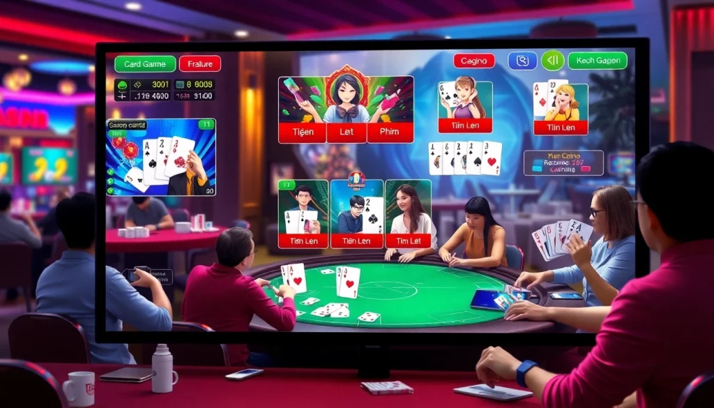 Exciting gaming atmosphere at topgamebaidoithuong.mx featuring popular card games online.