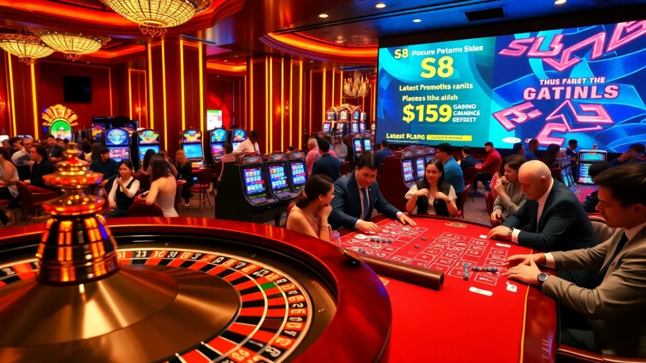 S8 casino scene with roulette wheel and poker players immersed in thrilling wagering.