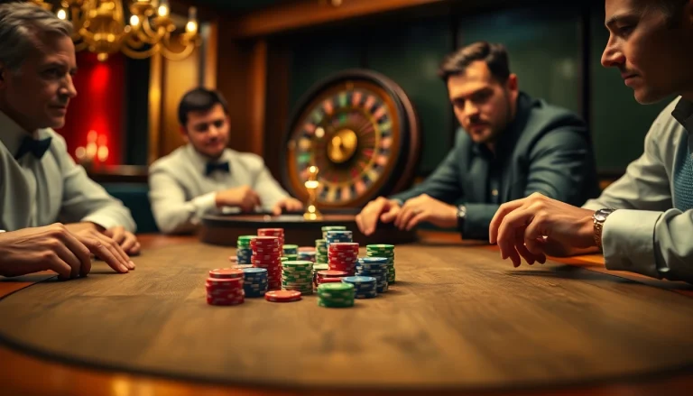 Delve into the excitement of an XXX game in a luxurious poker setting with vibrant chips and players focused.