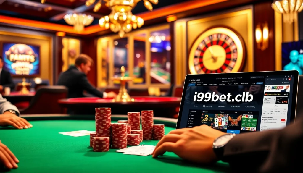 Experience the thrill of i9bet2h.club at a vibrant casino poker table.