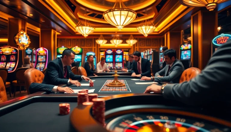 Players bet at a high-stakes poker table in the luxurious environment of https://go88vn.id/, showcasing excitement and strategy.
