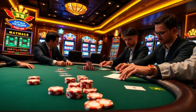 Engage in high-stakes poker at https://99wincasino.com/ with luxury chips and cards in a vibrant casino atmosphere.